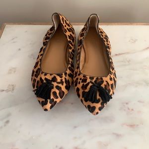 Jcrew leopard print tassel flats
